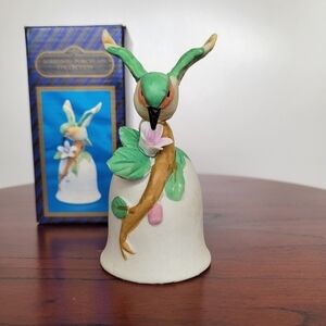 VTG Sorrento Porcelain Collection Hummingbird Floral Dinner Bell 70S Green‎